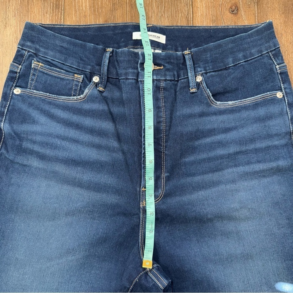 Good American Good Waist Skinny Jeans Raw Hem Plus Size Dark Blue - Picture 6 of 14
